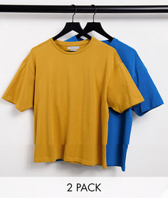Набор из двух свободных футболок песочного цвета и цвета морской волны Another Influence-Многоцветный