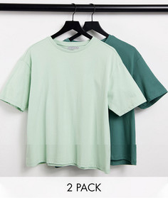 Набор из двух свободных футболок шалфейно-зеленого и зеленого цвета Another Influence-Зеленый цвет