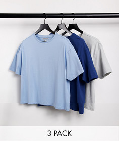 Набор из 3 свободных футболок синего и серого цвета Another Influence-Многоцветный
