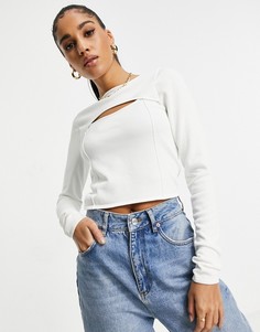 Трикотажный джемпер кремового цвета с декоративным вырезом 4th & Reckless-Кремовый