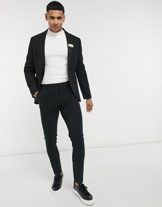 Черный супероблегающий фактурный пиджак ASOS DESIGN Wedding-Черный цвет