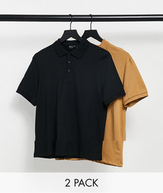 Набор из двух поло из органического хлопка ASOS DESIGN-Многоцветный