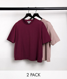 Набор из 2 свободных футболок бордового и серого цвета Another Influence-Многоцветный