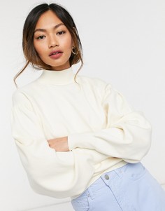 Кремовый джемпер с высоким воротником и рукавами «летучая мышь» ASOS DESIGN