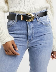 Ремень для джинсов с фактурной пряжкой ASOS DESIGN-Черный цвет