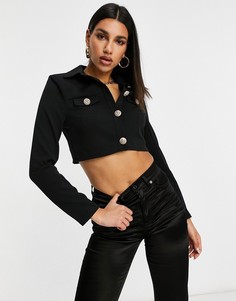 Черный укороченный трикотажный пиджак ASOS DESIGN-Черный цвет