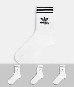 Набор из 3 пар белых носков до щиколотки adidas Originals-Белый