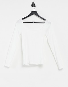 Белый лонгслив с квадратным вырезом River Island