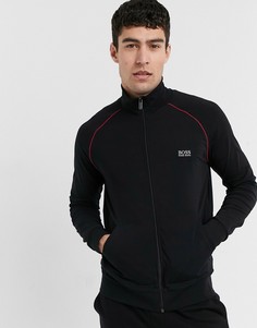 Черный свитшот на молнии с высоким воротником и с логотипом BOSS Bodywear-Черный цвет