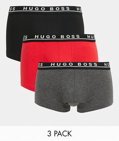 Набор из 3 боксеров-брифов черного и красного цветов с контрастным поясом BOSS Bodywear-Черный цвет