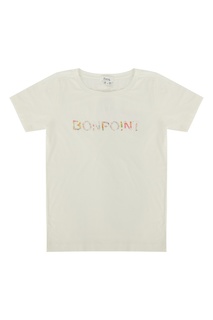 Бежевая футболка с логотипом Bonpoint