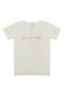 Бежевая футболка с логотипом Bonpoint
