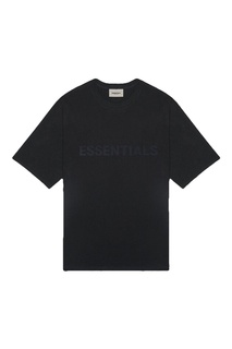 Черная футболка FEAR OF GOD ESSENTIALS 3D Silicon Applique Boxy T-Shirt Supreme