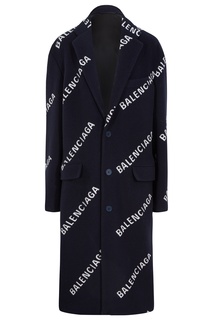 Пальто из шерсти и кашемира с логотипами Balenciaga