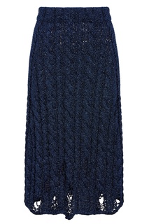 Синяя трикотажная юбка с люрексом Balenciaga