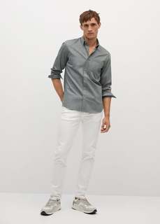 Хлопковая рубашка slim fit хлопок и модал - Twill Mango