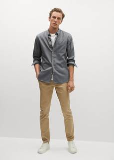 Хлопковая рубашка slim fit хлопок и модал - Twill Mango