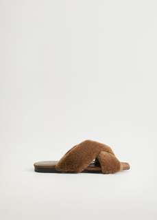 Меховые сандалии с перекрещенными ремешками - Rabbit-i Mango