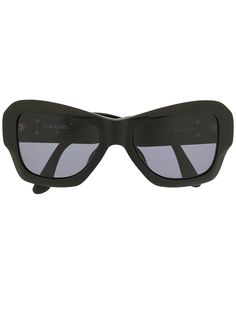 Chanel Pre-Owned солнцезащитные очки в массивной оправе с логотипом CC