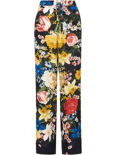 Oscar de la Renta брюки широкого кроя с цветочным принтом