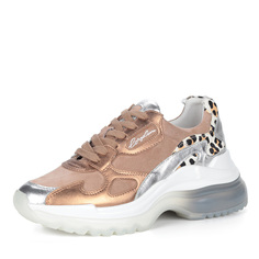 Бежевые комбинированные кроссовки с анималистичным принтом Corso Como