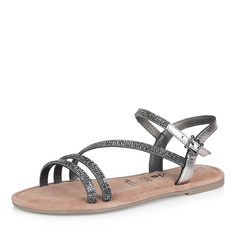 Темно-серые сандалии с тонкими ремешками Tamaris