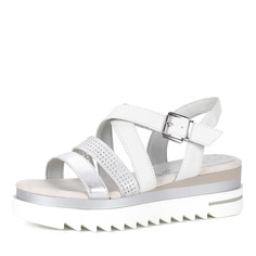 Серебряные сандалии из кожи Marco Tozzi