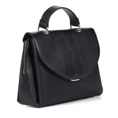 Черная сумка из экокожи с тиснением под рептилию Keddo