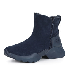 Синие ботинки из велюра на утолщенной подошве Tamaris