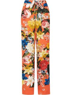 Oscar de la Renta брюки с завышенной талией и цветочным принтом