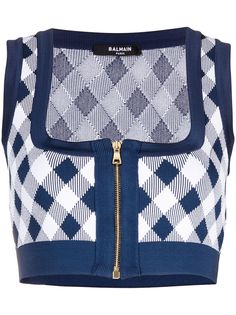 Balmain укороченный топ в клетку