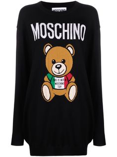 Moschino платье Teddy Bear вязки интарсия с логотипом
