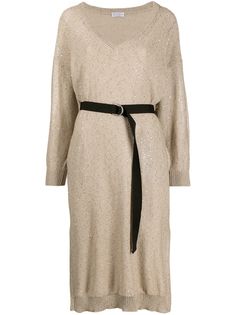 Brunello Cucinelli трикотажное платье с пайетками