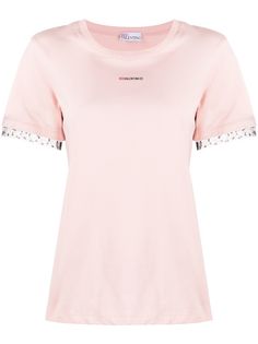 RED Valentino футболка с сетчатой окантовкой и логотипом
