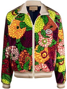Gucci спортивная куртка с цветочным принтом
