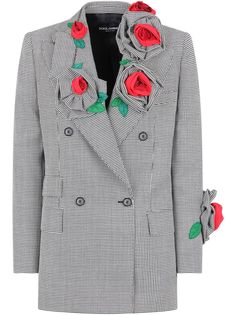 Dolce & Gabbana двубортный пиджак с цветочной аппликацией