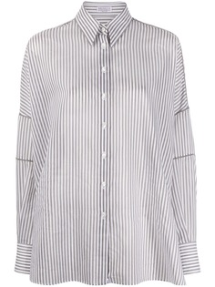 Brunello Cucinelli рубашка в тонкую полоску с бисером
