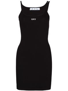Off-White платье в рубчик с логотипом