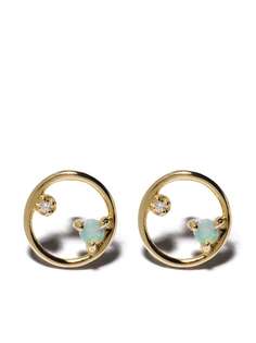 WWAKE серьги-гвоздики из желтого золота с бриллиантами и опалом