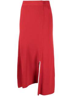 Kenzo юбка в рубчик с разрезом