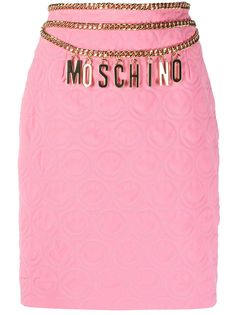 Moschino стеганая юбка-карандаш с поясом