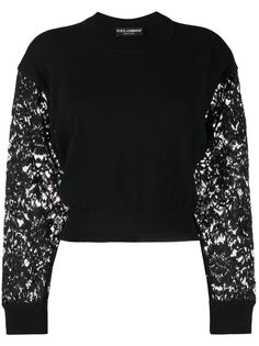 Dolce & Gabbana укороченный джемпер с кружевными рукавами