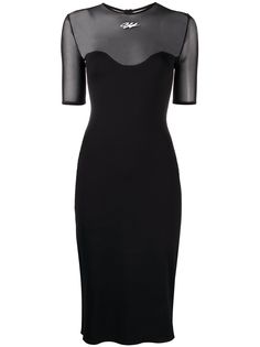 Off-White sheer panel logo dress