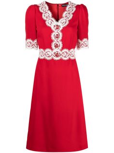 Dolce & Gabbana платье из кади с кружевом