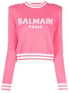 Balmain джемпер с логотипом и объемными плечами
