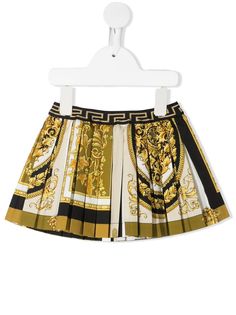 Young Versace плиссированная юбка с принтом Barocco