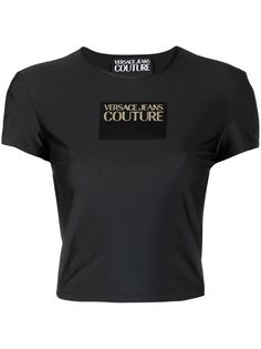 Versace Jeans Couture футболка с эффектом металлик и логотипом