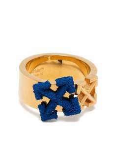 Off-White DOUBLE ARROW RING GOLD BLUE