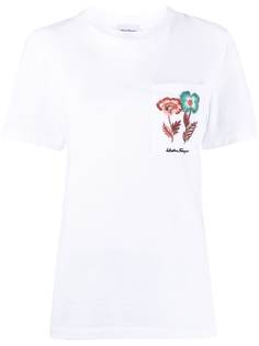 Salvatore Ferragamo футболка с цветочной вышивкой