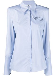 Off-White logo-embroidered long-sleeve shirt